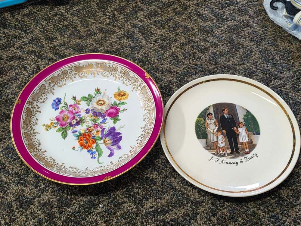 Vintage French Floral & J.F. Kennedy Collector Plates